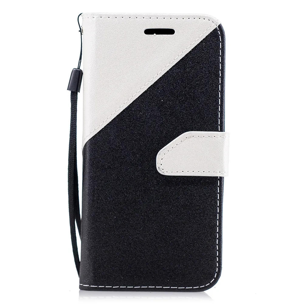 

For Sony Xperia XZ2 Compact Leather Case Stitching Black White Shock Proof Flip Case For Sony XZ 2 Compact Cover Accessories