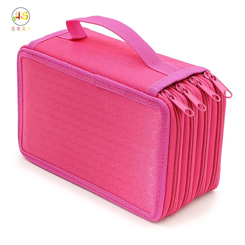 

Large capacity filled four-layer pencil bag solid color square student school color lead filled pencil bag