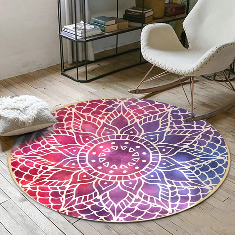 Bohemian Soft Carpets Round Mat For Bedroom Flannel Bath Mat 85x85cm