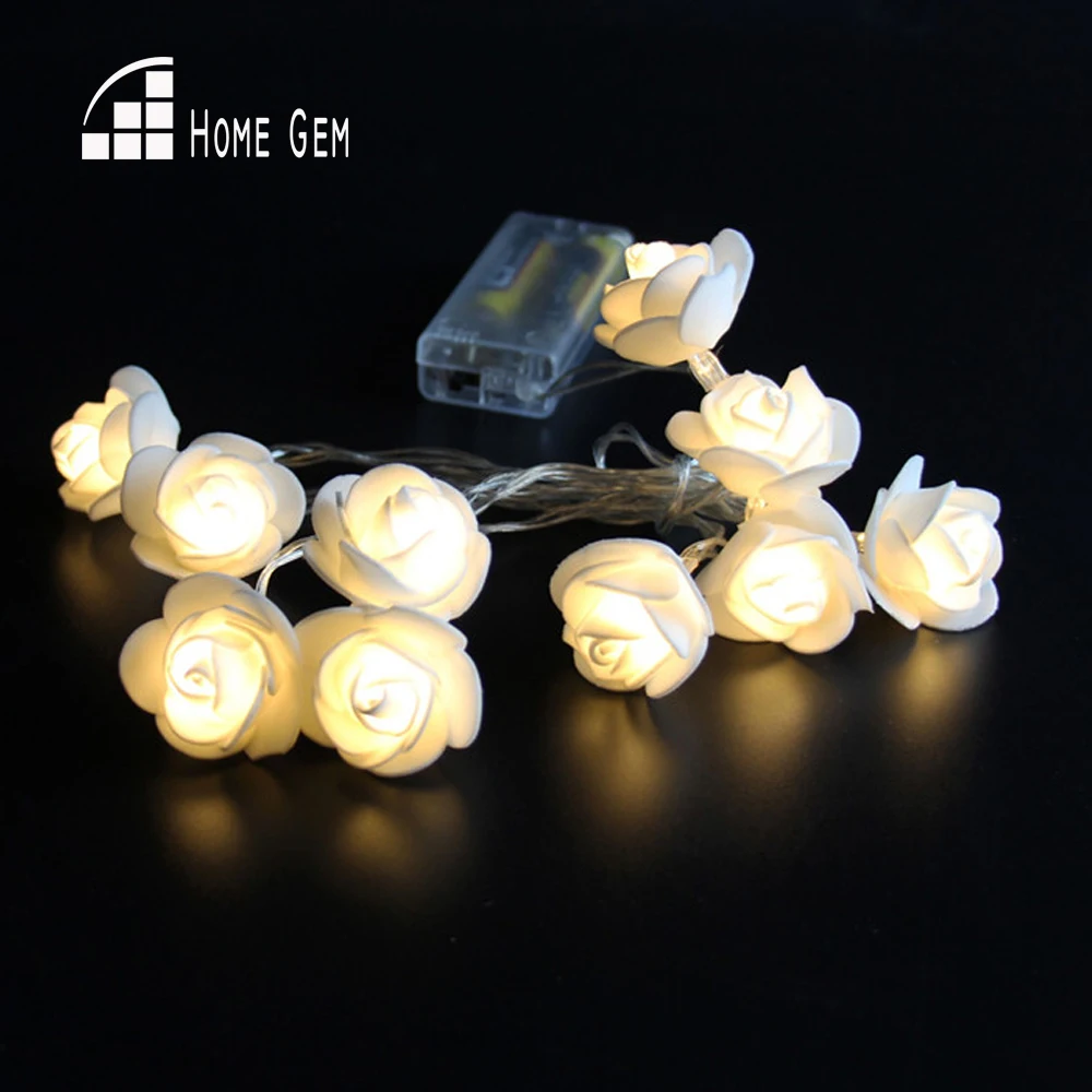 

10pcs LEDs1.6M Battery Operated LED rose flower Lights String for Holiday Wedding Party Decoration