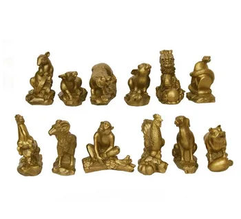 

YM 311 copper zodiac decoration set cattle rabbit horse sheep chicken dog pig