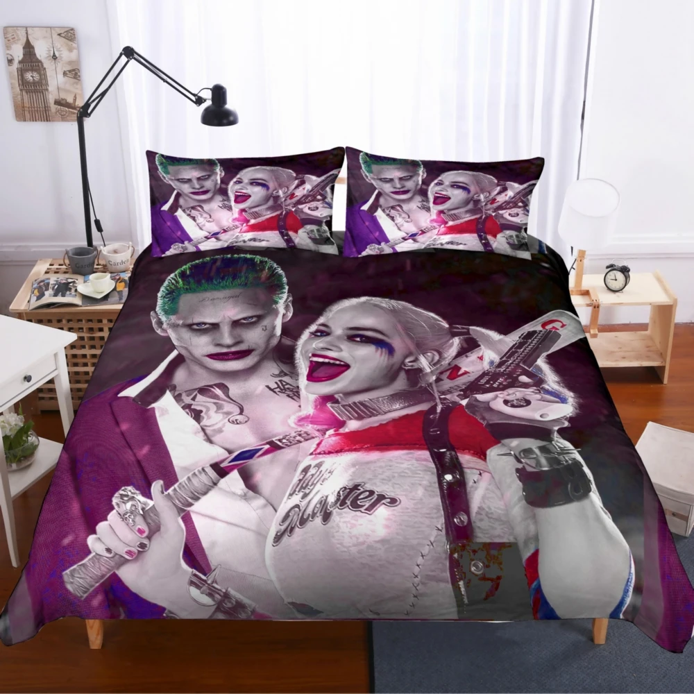 3D Anime Suicide Squad cartoon Square soft Printed Pillowcases Bedding