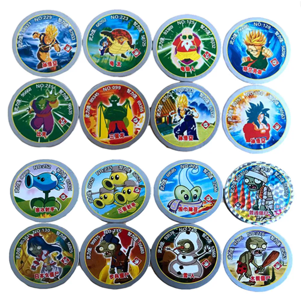 

48 pcs/lot Round Collection Cards Dragon Ball Plants Zombies Naruto Cute Dinosaur Adventure Explorers Trading Card Kid Toy