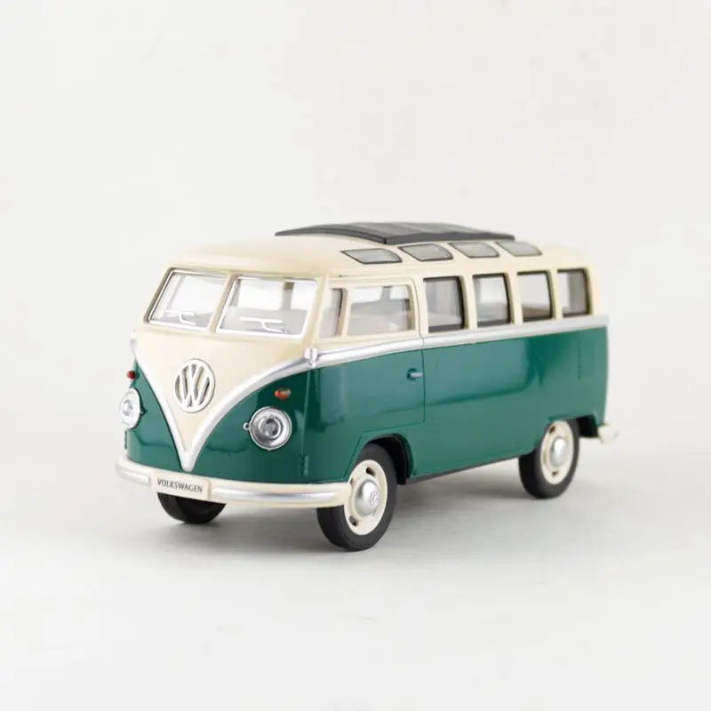 Классический 1:24 T1 автобус из металлического сплава Модель автомобиля, 2 цвета Детский звук и свет оттяните назад головоломка игрушечный автобус модель