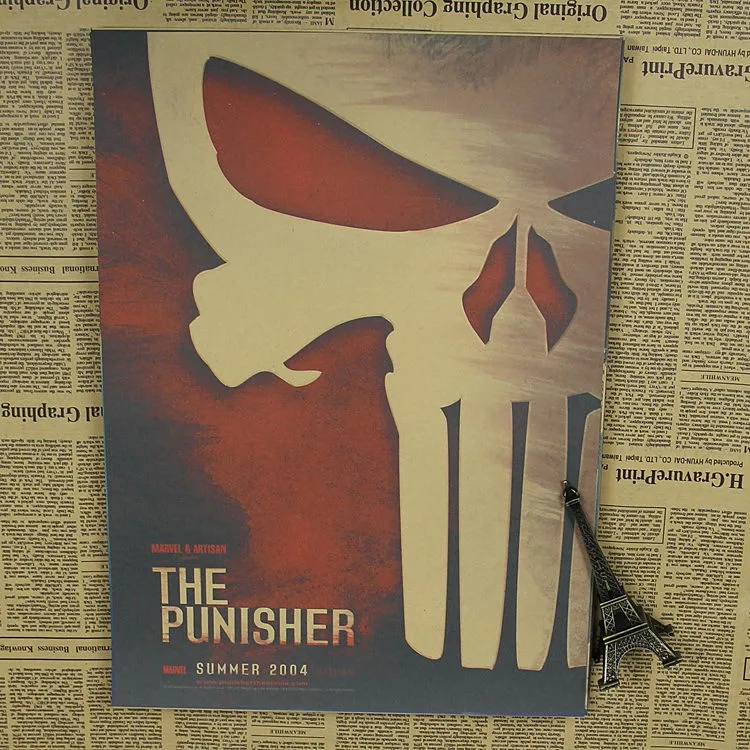 

The punisher horror movie poster painting decorative painting room kraft paper core bar