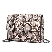 Retro Serpentine Chain Square Crossbody Bags for Women Handbag Print PU Leather Shoulder Bag Female Snake Messenger Bag#YU