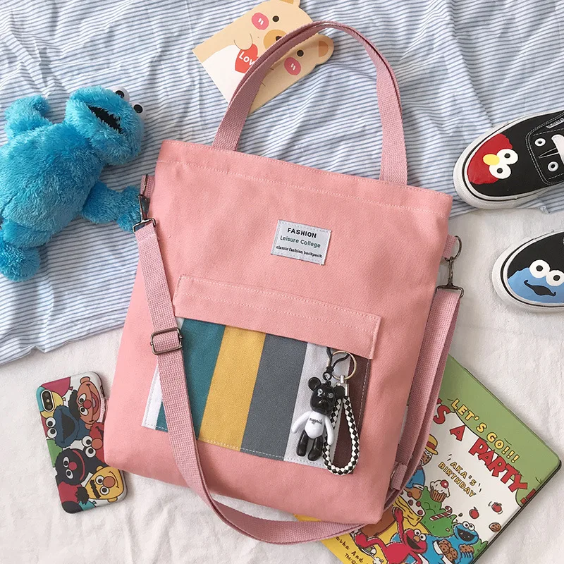 Женские сумки с вертикальной бахромой, тканевая сумка-тоут, Хлопковая сумка для покупок, путешествий, женские многоразовые сумки через плечо, сумки для покупок - Цвет: pink