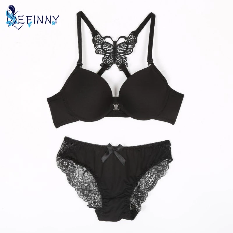 Sexy Elegant Bra Set Women Underwear Lady Racer Back Push Up Bra Lacy Brief set lingerie set