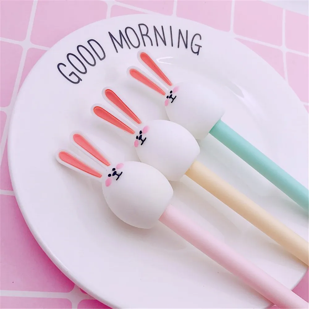 Kawaii 0,5 мм черные чернила длинные уши кролик мультипликационная гелевая ручка кавайные ручки материал escolar канцелярские принадлежности для школы и офиса