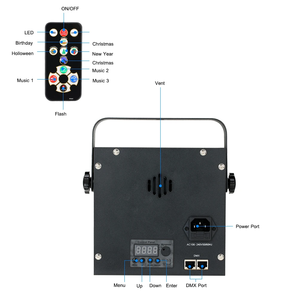 2017 хит продаж 18 Вт сцсветильник свет с дистанционным управлением 9 светодиодов