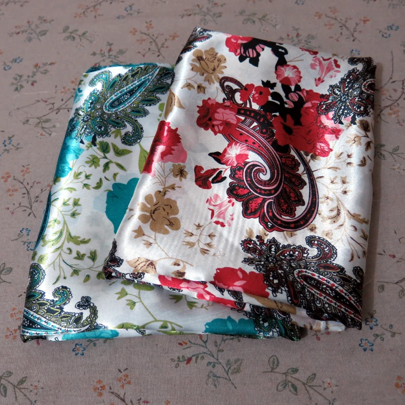 

Soft Polyester Charmeuse Material Elegant Paisley Floral Print Satin Fabric For Scarfs Dresses