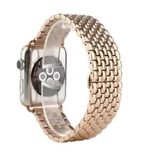 Métal En Acier Inoxydable 7 Points Montre Bande pour Apple Watch 38mm 42mm Iwatch Bracelet Noir Argent Or Rose Butterfly Fermoir Bracelet