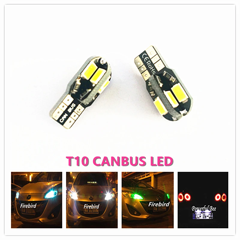 

2 x CANBUS 4W led clearance lights, T10/W5W 8SMD white warm white blue red pink error free license plate lights, reading lights