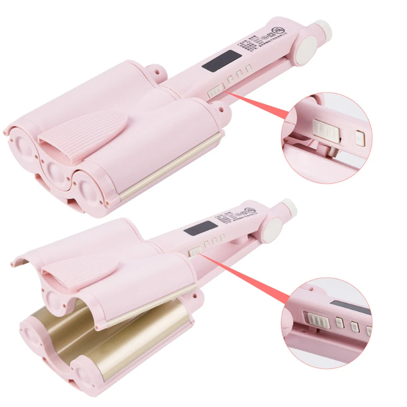 32MM Big Wave Hair Curling Iron Tourmaline Hair Curler Roller LCD Display Adjustable Temperature Curling Iron Curly 3 Barrels 32MM Big Wave Hair Curling Iron Tourmaline Hair Curler Roller LCD Display Adjustable Temperature Curling Iron Curly 3 Barrels