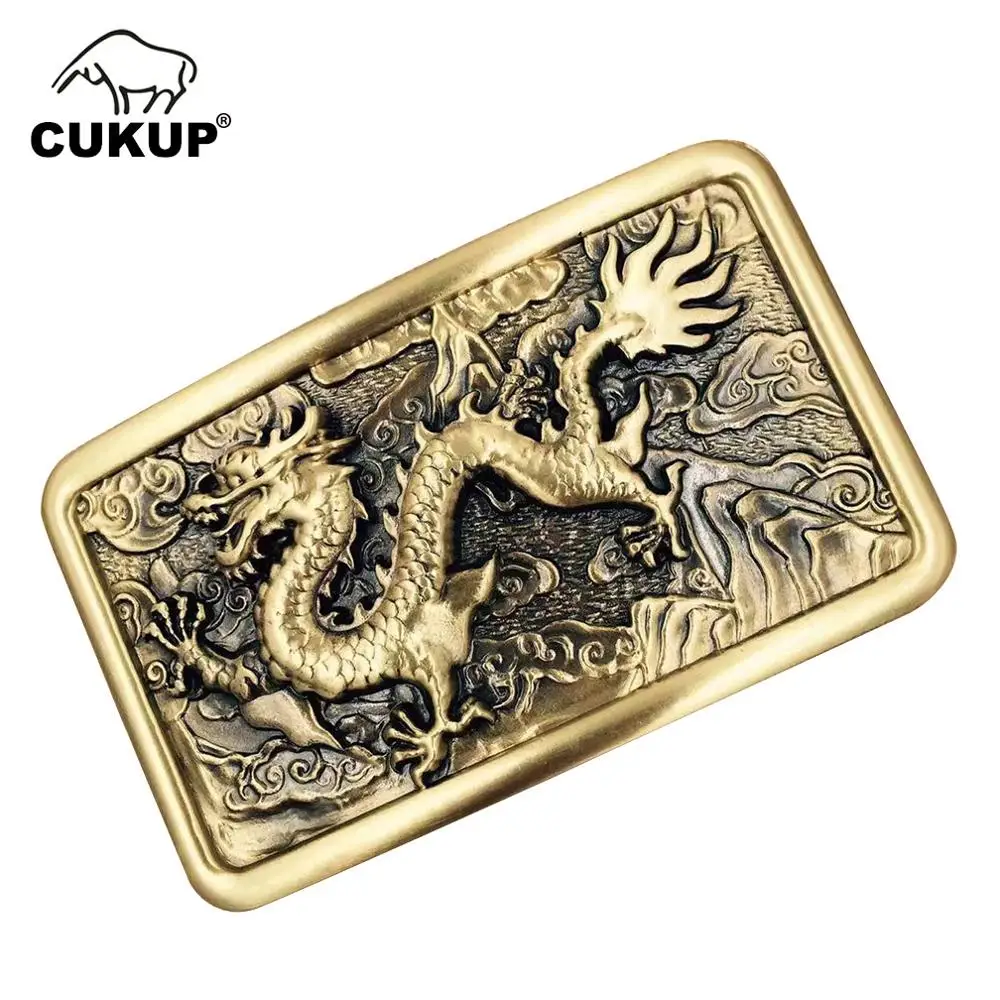 CUKUP Фирменная пряжка ремня DIY 3D твердая латунная в китайском стиле с рисунком