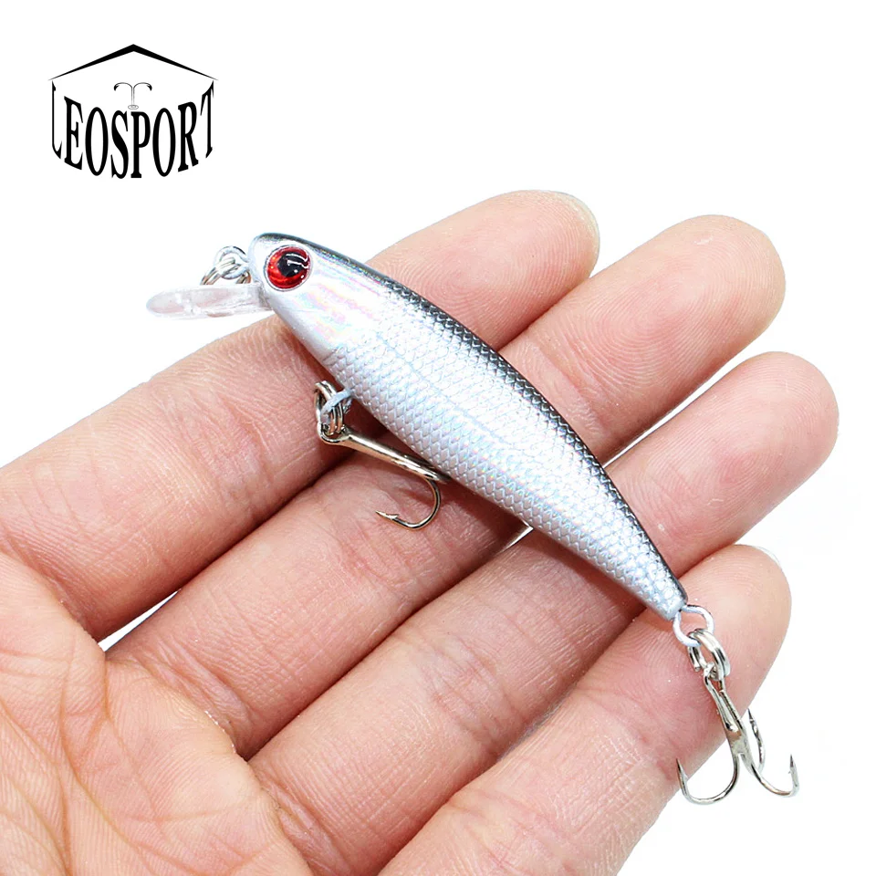 LEOSPORT 1 قطعة الصيد السحر 5 ألوان أسماك إغراء 6.5 سنتيمتر/4.6g الطعوم الثابت باس Crankbait Wobblers الصيد الطعم التريبل خطاف معالجة