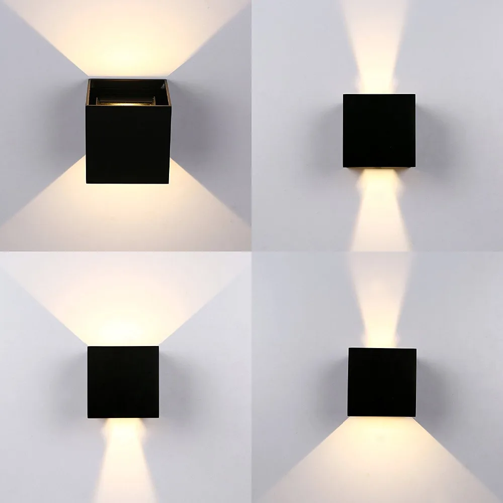 Montado ao ar Conduzida da Parede Lâmpada para Corredor de Jardim à Prova Breve Moderno Cubo Ajustável Superfície Livre Luz Arandela d’ Água Ip65 12 w