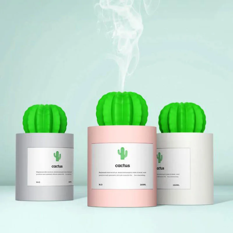 

GXZ 280ml Cactus USB Air Humidifier Ultrasonic Plant Humidifier Mist Maker Aroma Diffuser Mini Desktop Air Purifier