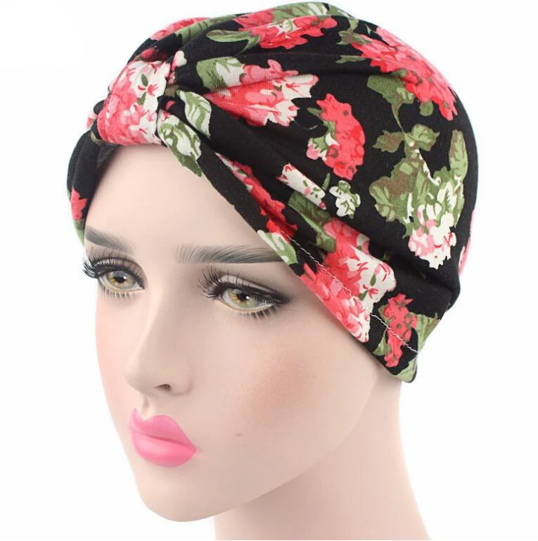 Винтажные женские шапки-тюрбан, шляпа с цветочным узором, головной убор, головные уборы при химиотерапии, бандана, завязанная индийская Кепка для лета и весны