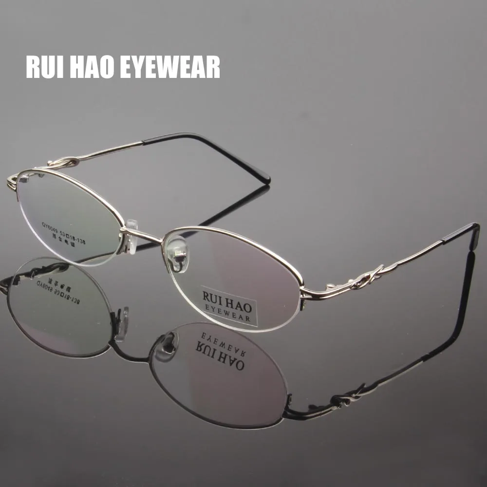 

RUI HAO EYEWEA Oval Eyeglasses Frame Women Half Rimless Brand Glasses Frame Optical Spectacles Frames Prescription Eyewear 6049