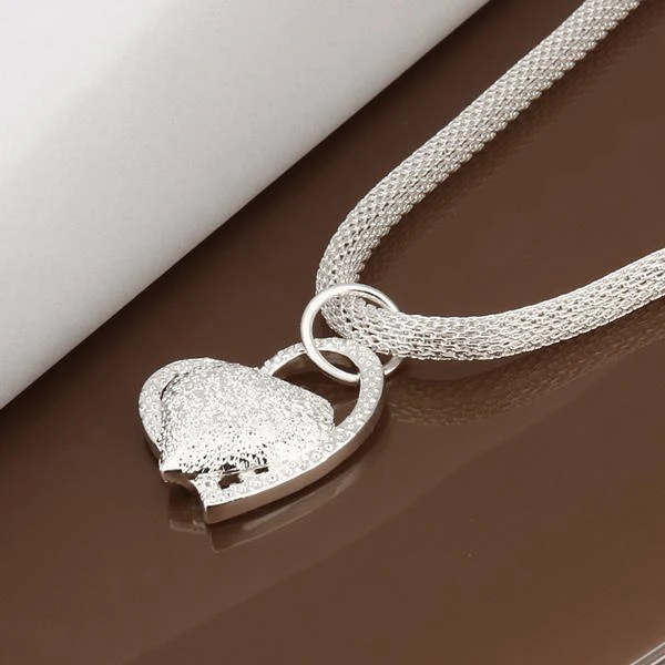 Новая мода серебряное двойное сердце кулон массивное ожерелье Шарм цепь нагрудник для женщин девочек леди подарок Горячая 88 M8694