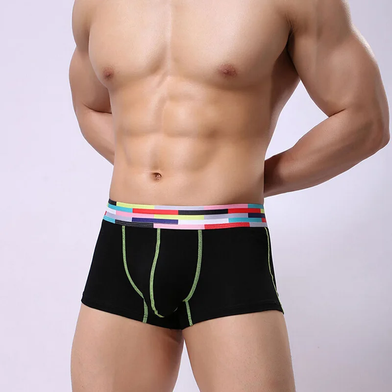 4pcs black Нижнее белье мужские сексуальные боксеры Модные дышащие хлопковые боксеры Мужское нижнее белье Мягкие Трусы Calzoncillos Мужские трусы 4 шт./партия - Цвет: 4pcs black