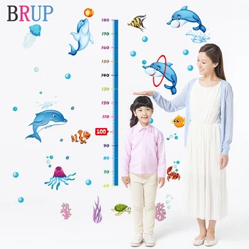 

Dolphin Height Wall Sticker for Kids Room Cartoon Animals Home Decor Children Room Decoration Art Decorative Vinyls for Walls