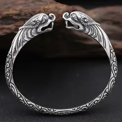 SOQMO Прохладный 100% Серебро 925 пробы двойной дракон браслеты для мужчин личность моды подарок SQM018
