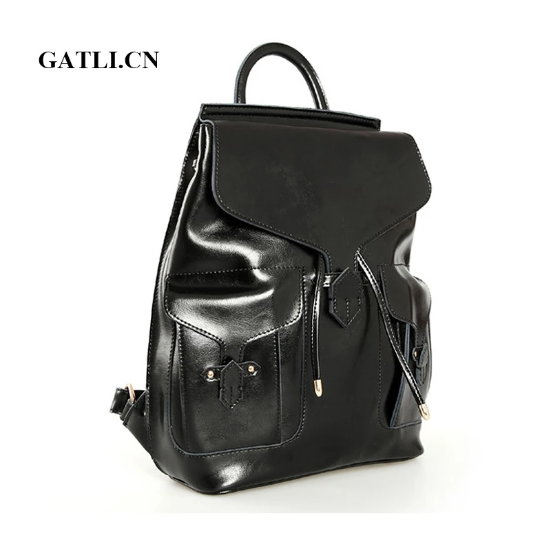

GATLI.CN women luxury Brand leather backpack designer school backpacks for teenage girls 2016 Vintage covers ladies travel bag