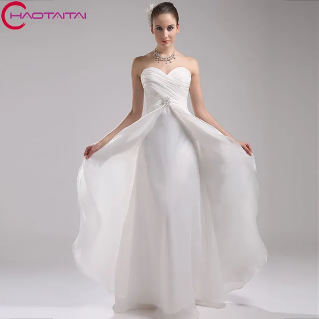 Sweetheart Ivory Wedding Gown Beach Style Organza Marriage Dress