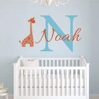 

Customize Name Giraffe Wall Decal Nursery Personalized Boys Name Home Decor Wall Stickers For Kids Room Sticker Muraux D673