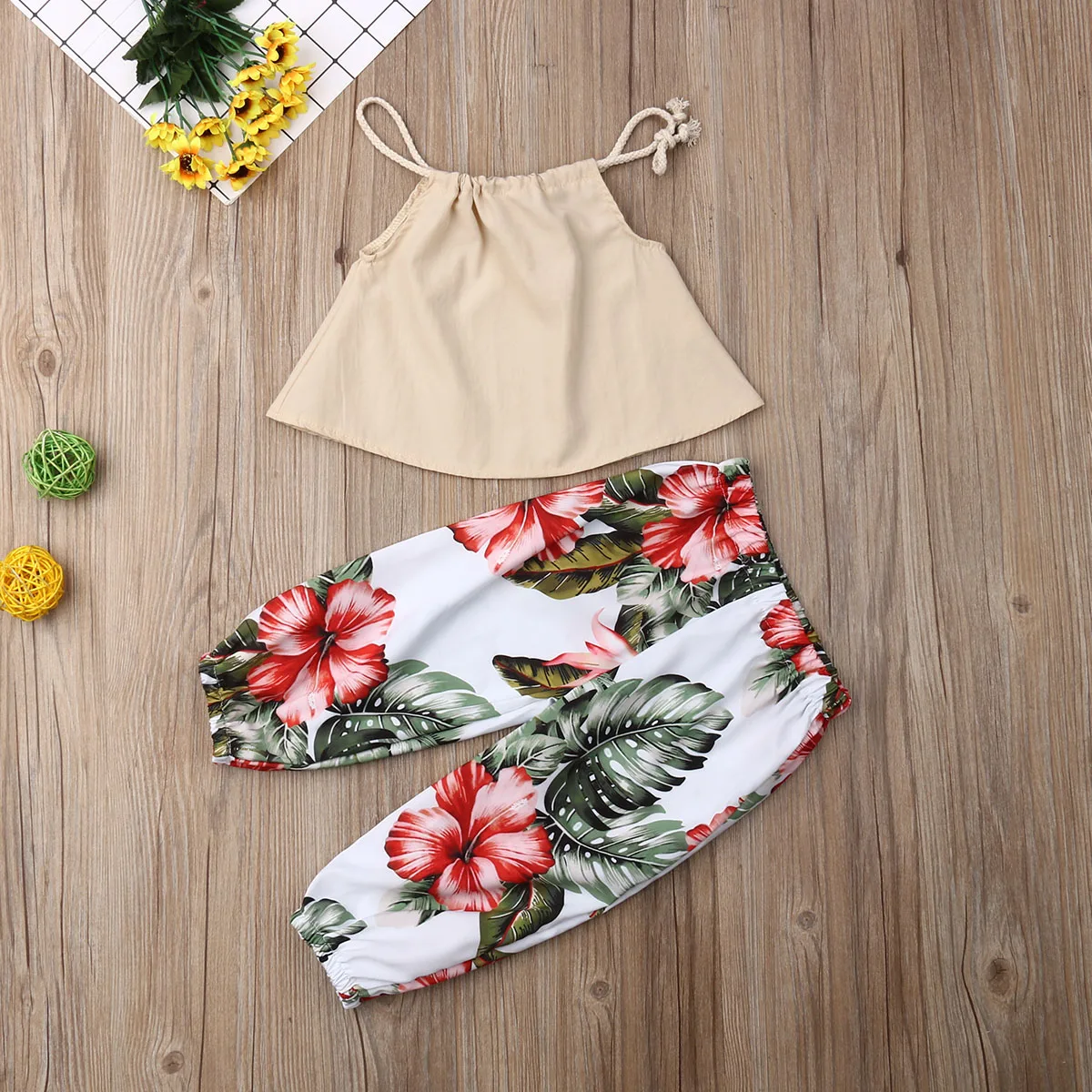 

Pudcoco Summer Toddler Baby Girl Clothes Off Shoulder Strap Tops Flower Print Long Pants 2Pcs Outfits Casual Cool Clothes
