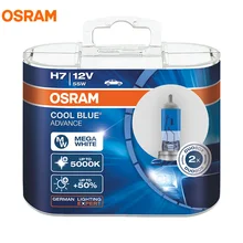 Osram h1 h3 h4 h7 h9 h11 9005 9006, hb3 hb4 9003 12v 5000k mega lâmpada de halogêneo branca para farol de carro, 2x2x