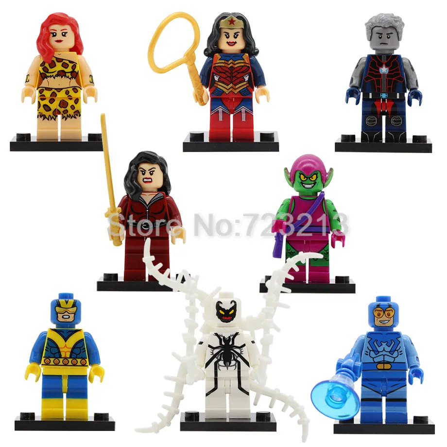 

Blue Beetle Giganta Legoingly Figure Goliath Green Goblin Super Hero Citizen Steel Anti-Venom Model Set Building Blocks Toys
