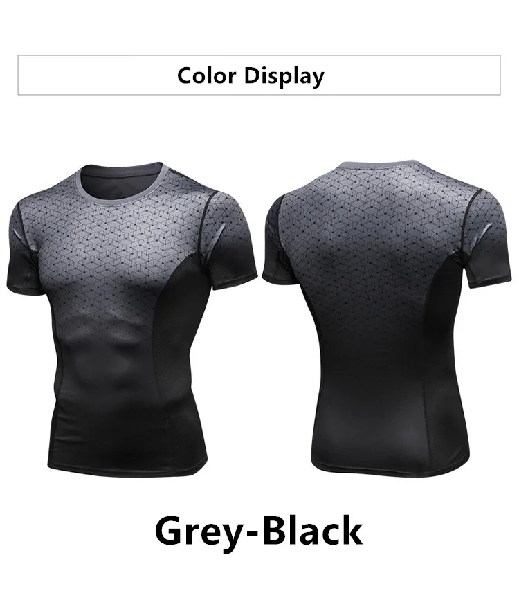 Мужская футболка для фитнеса с принтом Gradient Sports Training Быстросохнущий топ с эластичным узким шею с коротким рукавом