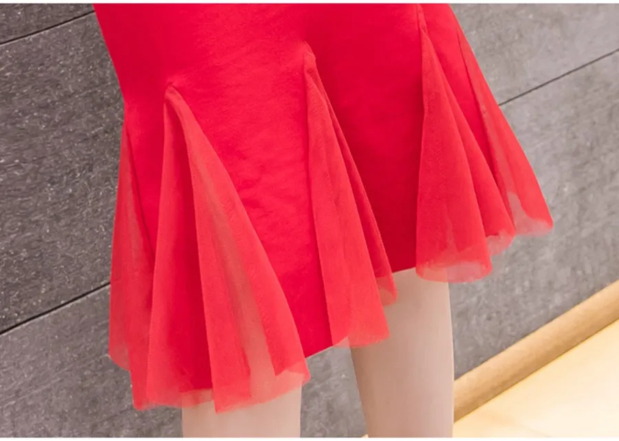 SEXMKL плюс размер женская красная юбка-карандаш Повседневная Высокая талия черная юбка Корейская Офисная Женская Сексуальная миди юбки Jupe Femme
