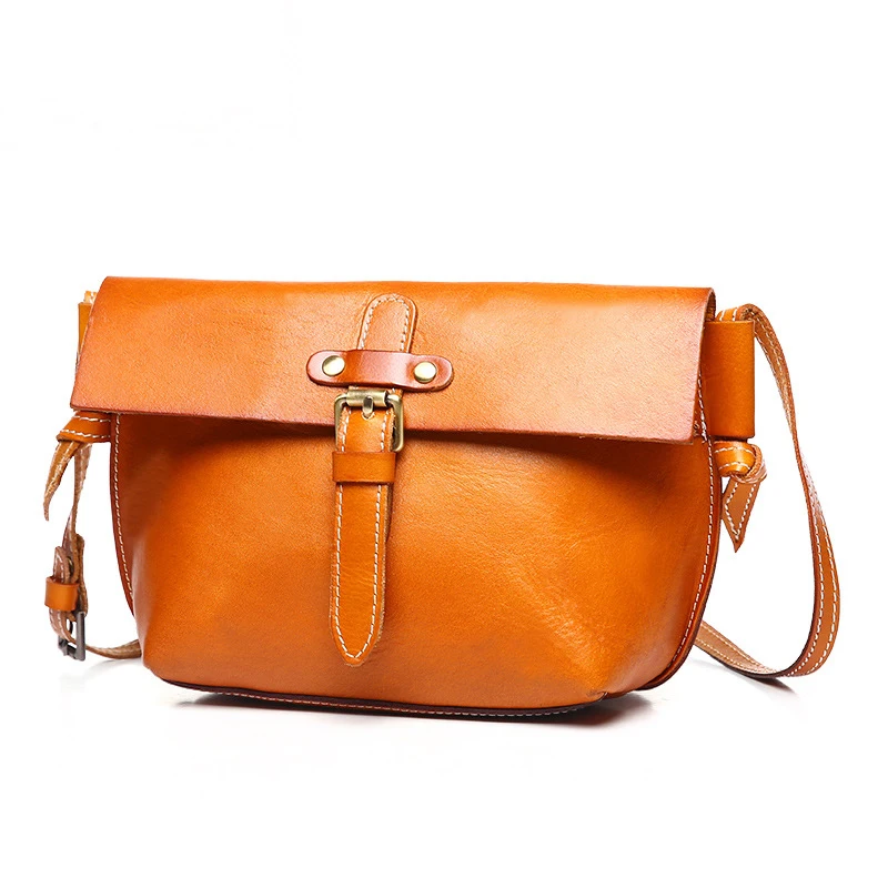 

18.5x16CM Genuine Leather 2016 Spring Handbags Retro Casual Shoulder Messenger Small Bag Vegetable Tanned Cow Leathe A2539