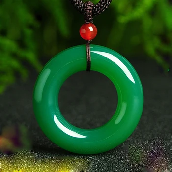 

Boutique green Pendant Natural agate green chalcedony pendant buckle All is well.