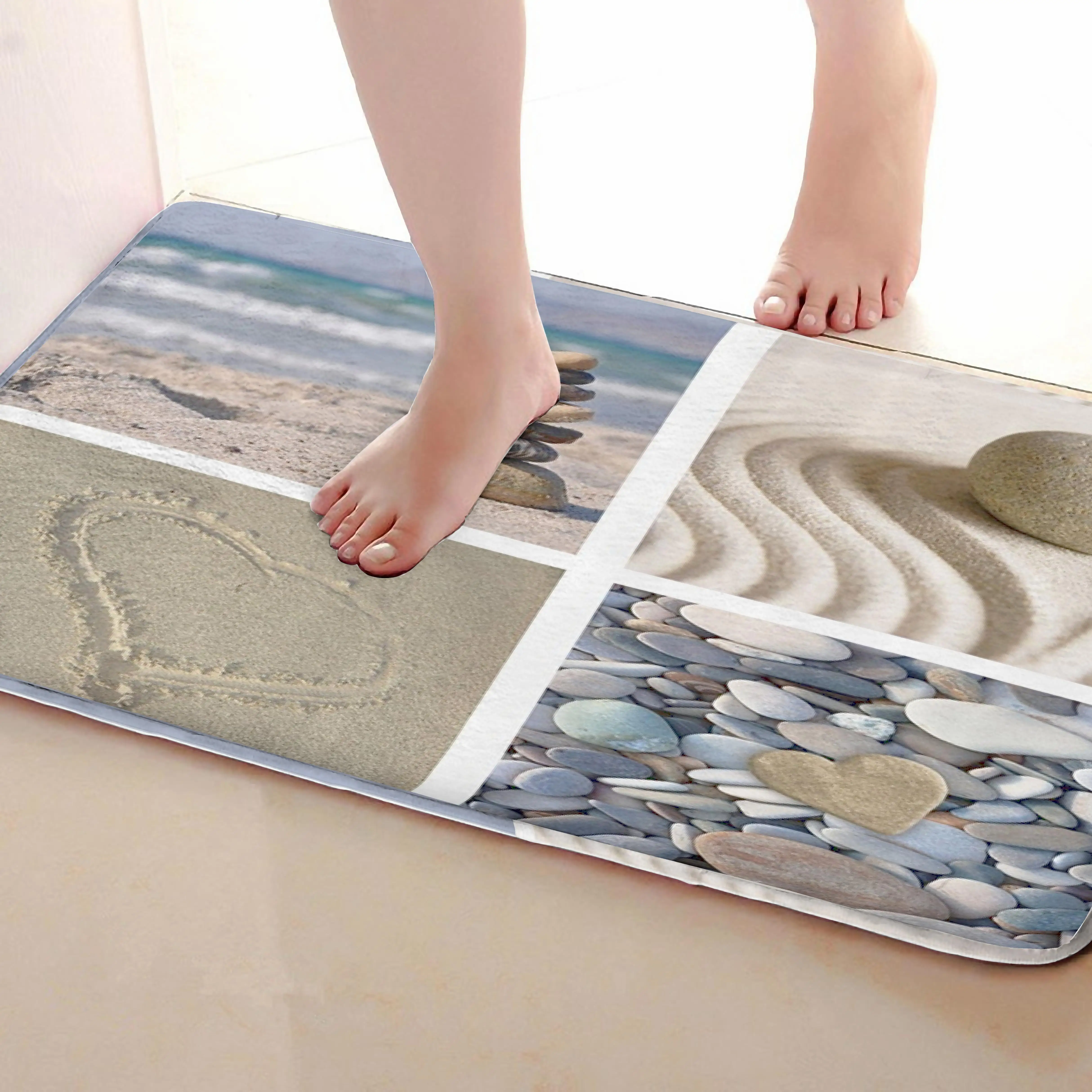 Песочный пляжный стиль Коврики для улицы, смешной Противоскользящий коврик для ванной, дверные коврики, дверные коврики под входную дверь