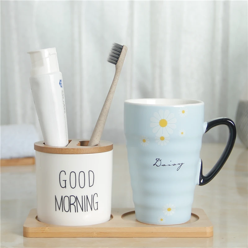 Для ванной Tumblers зубная щетка чашка мыть подвязка костюм чашка подставка для зубной пасты коробка Роскошная печать керамический материал мыть чашка 15 - Цвет: color17