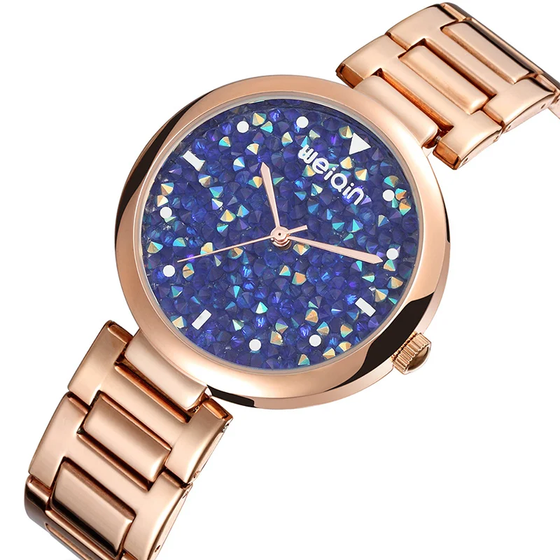 

WEIQIN Brand Luxury Women's Fashion Watches Colorful Rhinestone Ladies Quartz Wrist Watch Stainless Steel Waterproof Watch