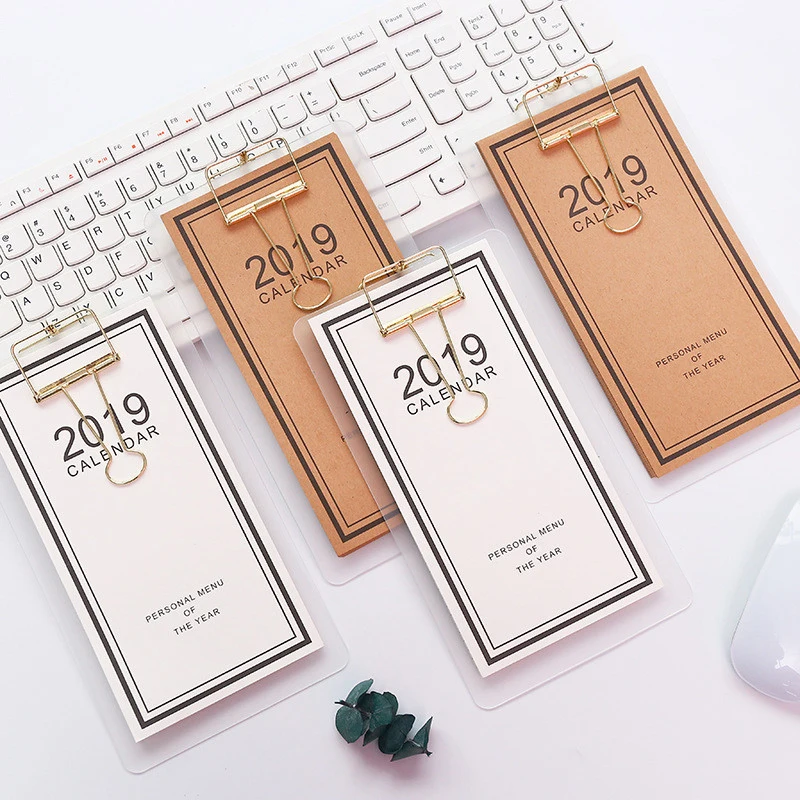 

2019 NEW Simple Calendar 10.5*21.8cm Schedule List Creative Wall Dates Reminder Timetable Planner Calendars with Clip sl1378