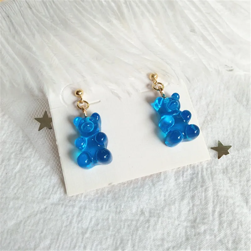 

S925 Creative Funny Cute Cartoon Bear Dangle Earring Macarons Lovely Animals Resin Earring Women Girls Jewelry Best Drop Earring
