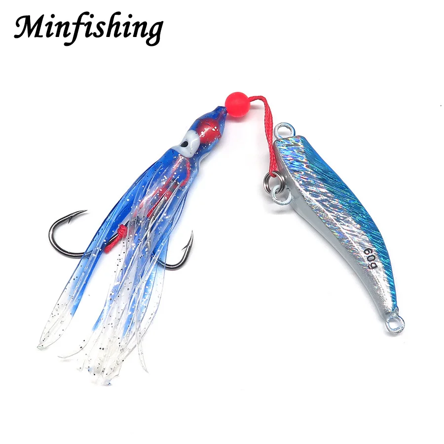 Minfishing 1 шт. в наличии 60 г приманка для рыбной ловли кальмара спиннинговая джиг