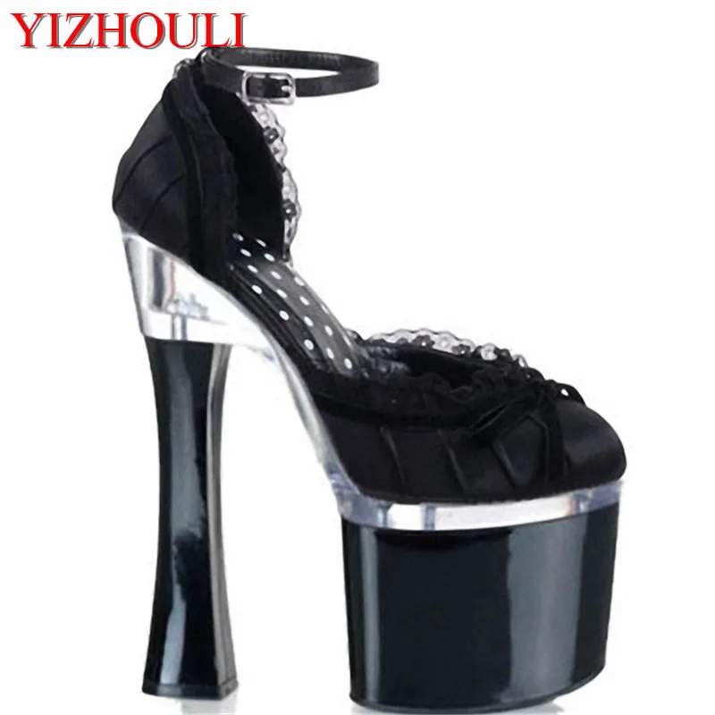 

Wine Glass With Single Shoes Super-Elevation 18cm Women's High-Heeled Shoes Platform Shoes 7 Inch Ankle-Strap High-Heeled Shoes