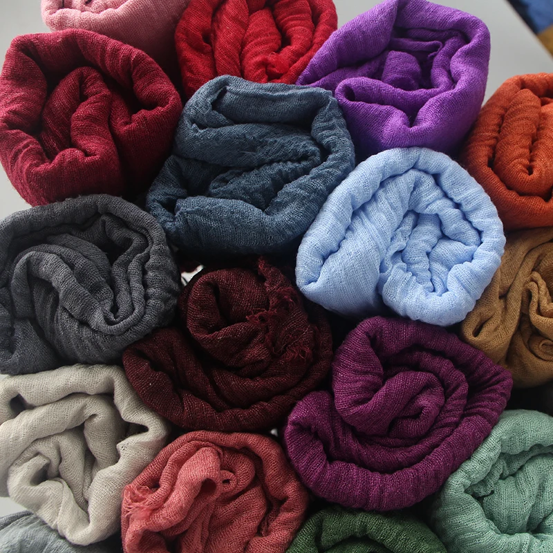 10 шт./партия, высококачественный однотонный шарф крупной вязки, 55 цветов, шаль с бахромой, мусульманский хиджаб, головной убор, большой размер, вуаль