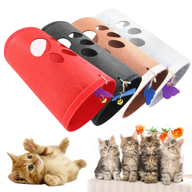 

Foldable Pet Cat Channel Toy Rolling Puzzle 5 Holes Cat Tunnel Play Butterfly Kitten Interactive Playing Toy for Kitten Cat