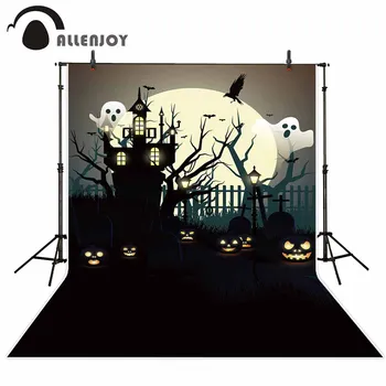 

Allenjoy photo backdrops Pumpkin Cemetery Castle Ghost Moon dead trees professional festival backdrop photographic photocall