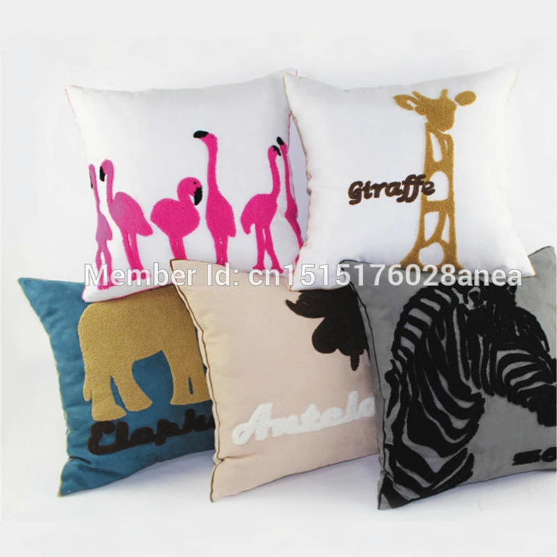 

Free Shipping 45cmX45cm Polyester Suede Wool Embroidery Throw Pillow Case HT-PSWEC-01-05