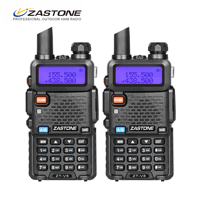 Портативная рация Zastone V8 2 шт./лот Двухдиапазонная 136 174 МГц и 400 520 Охотничья УВЧ УКВ